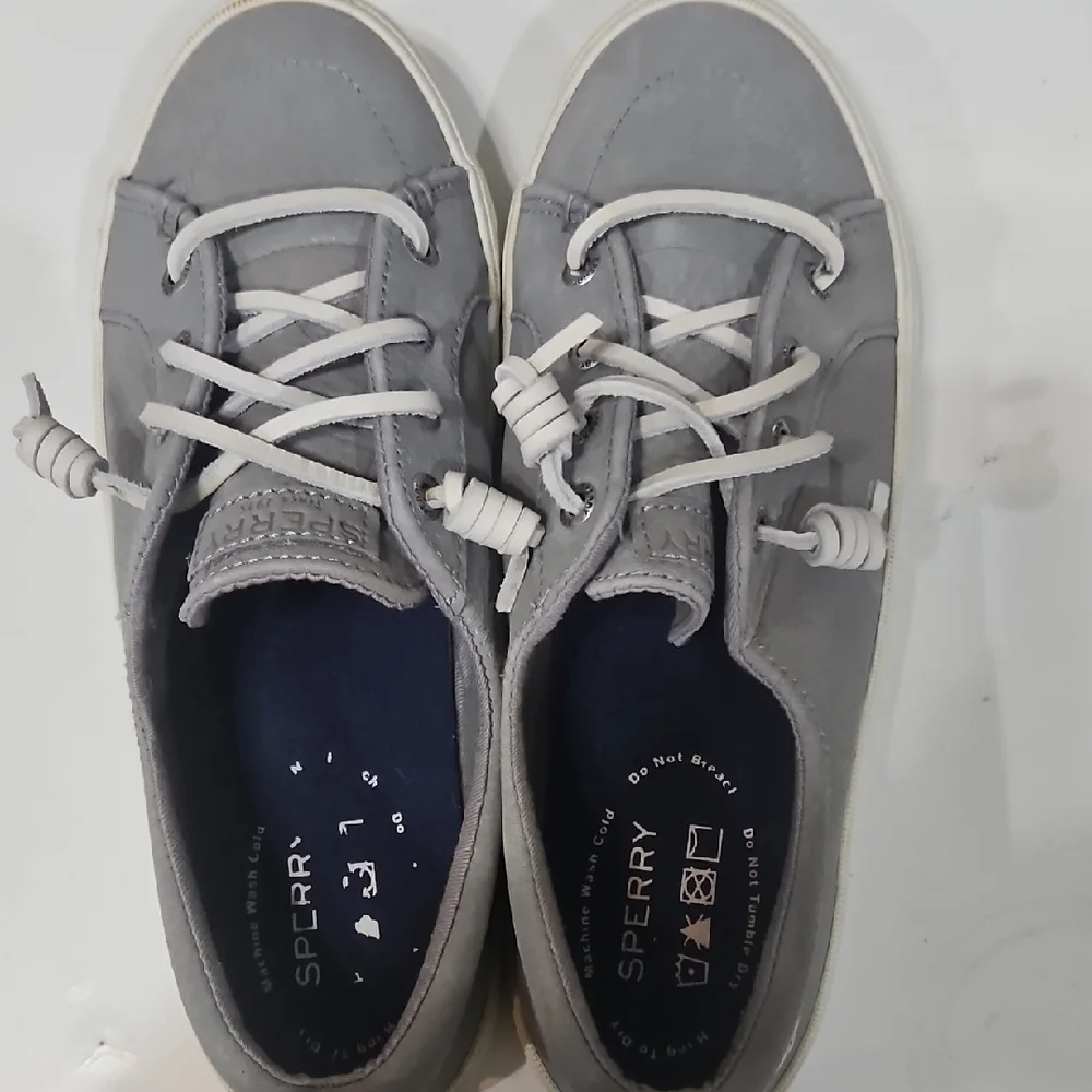 Sperry Light Gray Sneakers with White Laces - Picture 6 of 8